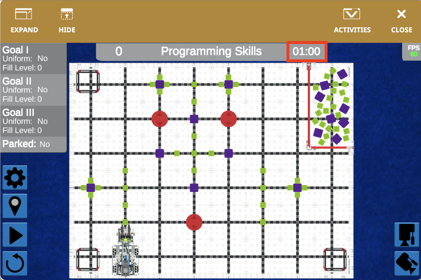 使用 VIQRC Full Volume Playground 視窗 – VEX 庫