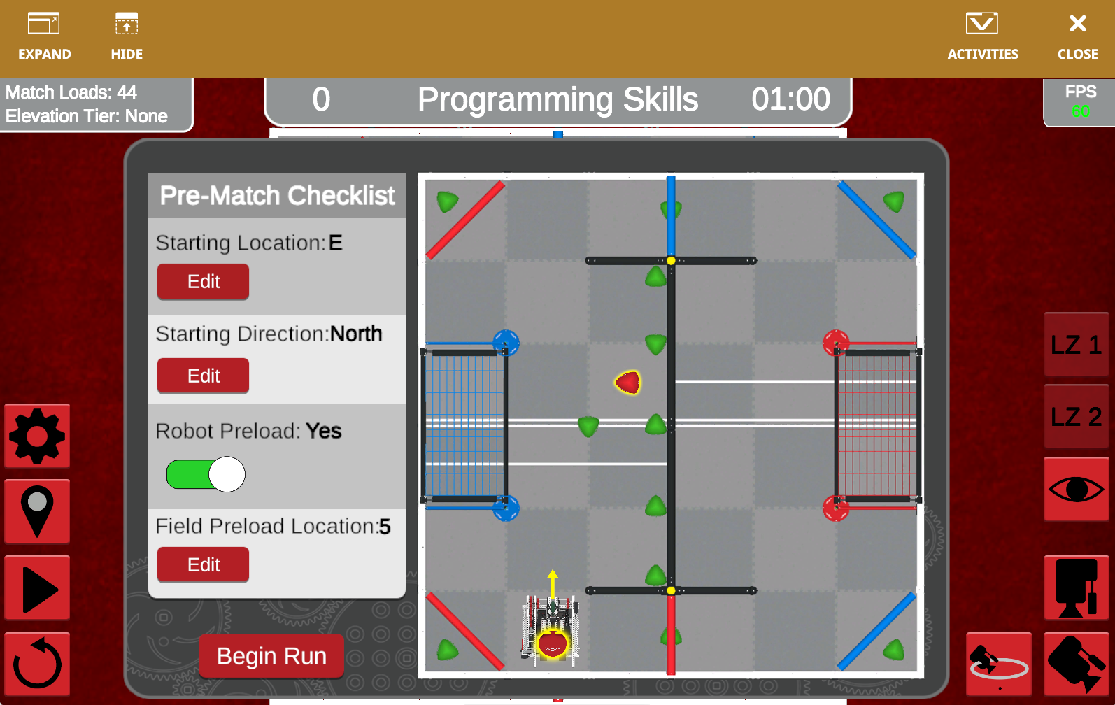 Using the VRC Over Under Playground Window – VEX Library