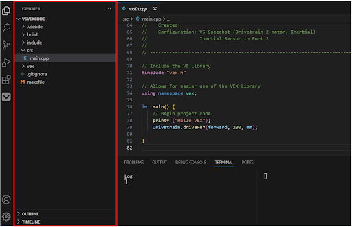VEX VS Code Extension UI Overview – VEX Library