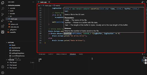 VEX VS Code Extension UI Overview – VEX Library