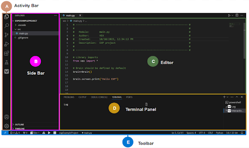 VEX VS Code Extension UI Overview – VEX Library