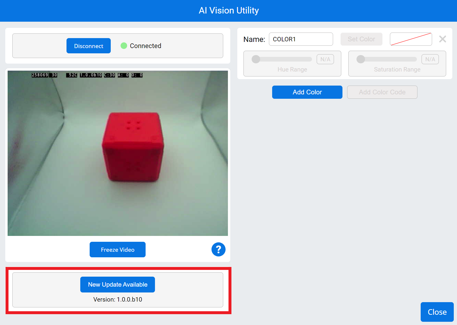 Updating the AI Vision Sensor's Firmware in VEXcode V5 VEX Library