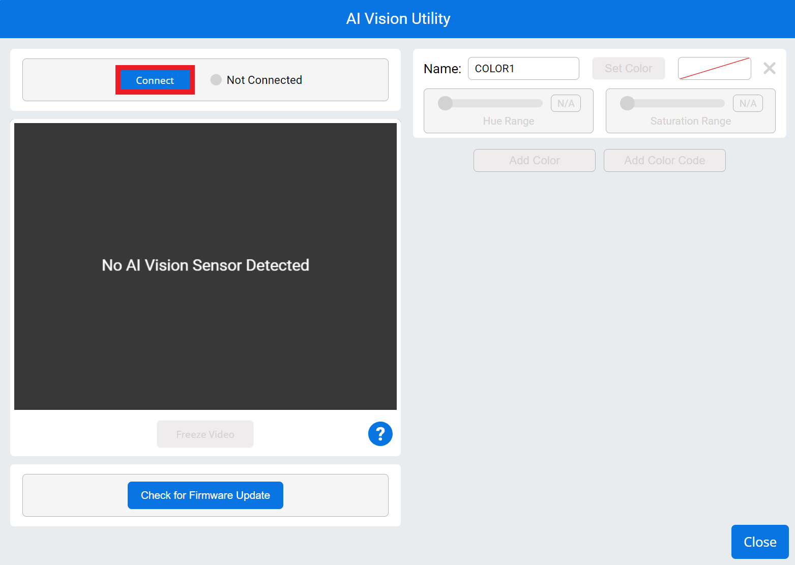 Connect the AI Vision Sensor to based VEXcode V5 VEX Library
