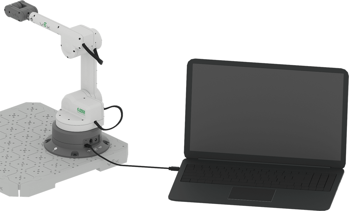 Подключение 6-осевого роботизированного манипулятора к компьютеру –  Библиотека VEX