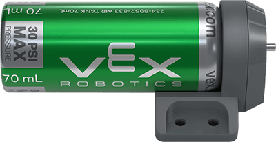 70 milliliter air tank used in pneumatics, showcasing its design and features for educational purposes in Career and Technical Education.