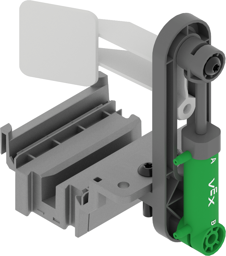 Diagram illustrating a pneumatic system used in Career and Technical Education, showing components such as air compressor, valves, and actuators, relevant to the Pneumatics section.