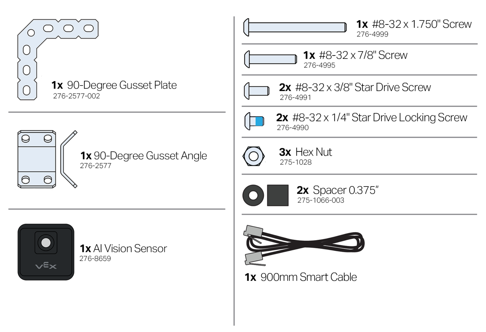 Diagram illustrating the AI Vision Sensor for V5 robotics, showcasing its features and components, including camera placement and sensor capabilities.