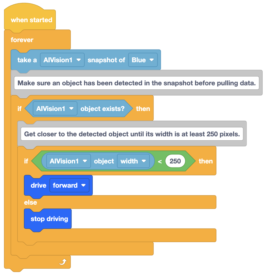 Coding with the AI Vision Sensor in VEXcode V5 Blocks – VEX Library