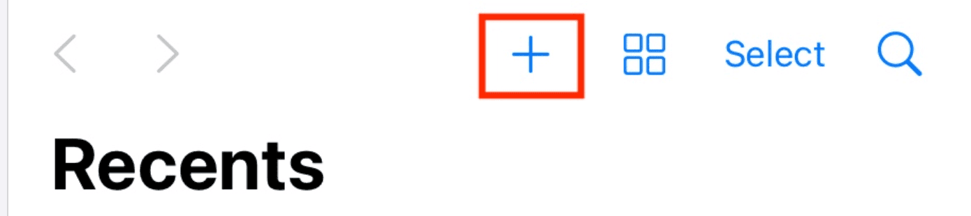 iPad Save File screen with the Plus button highlighted.
