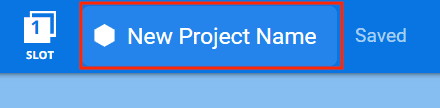 VEXcode IQ project name dialog box in the Toolbar reads New Project Name.