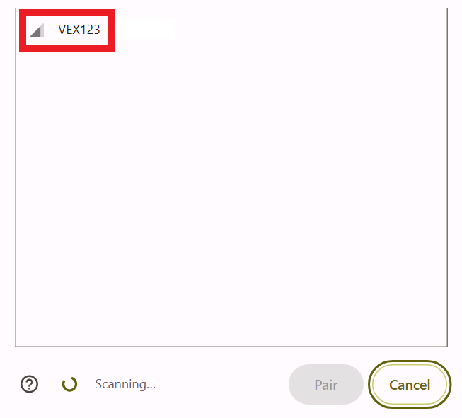 Dialogue box open to select the 123 Robot to connect to. One 123 Robot is shown in the list and it is highlighted.