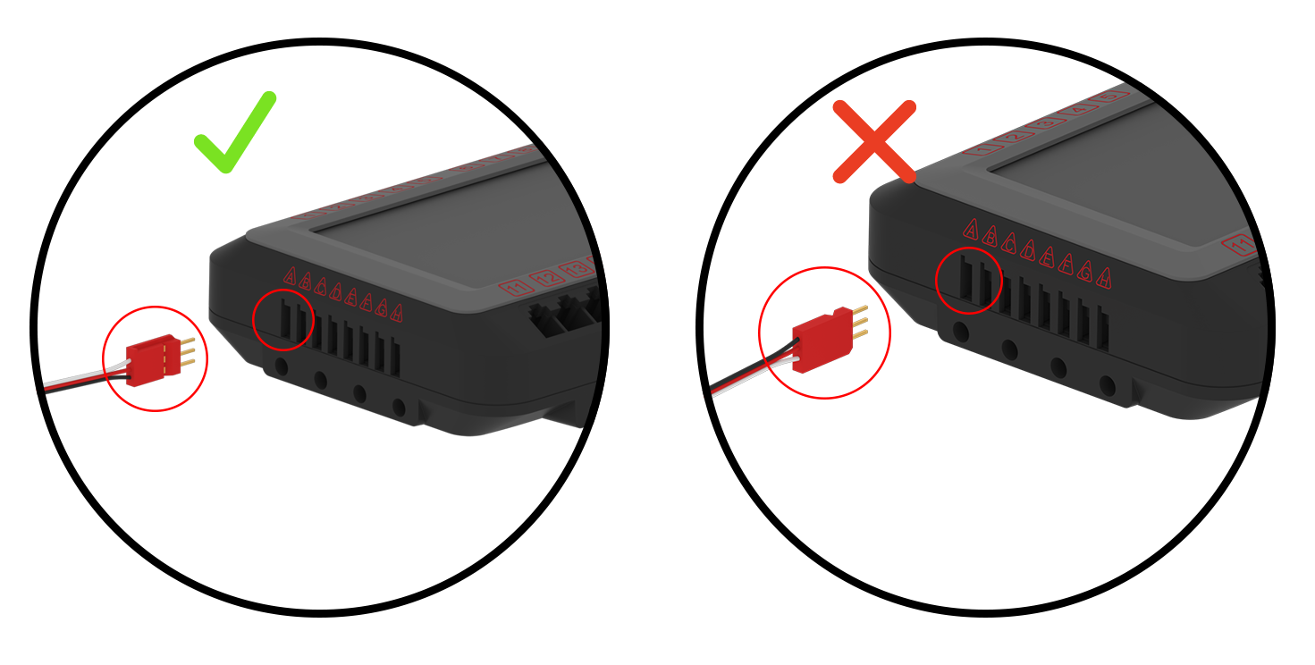 Sơ đồ hiển thị hướng kết nối cổng 3 dây để thiết lập V5 Workcell trong Giáo dục nghề nghiệp và kỹ thuật, minh họa cách bố trí và căn chỉnh dây chính xác.