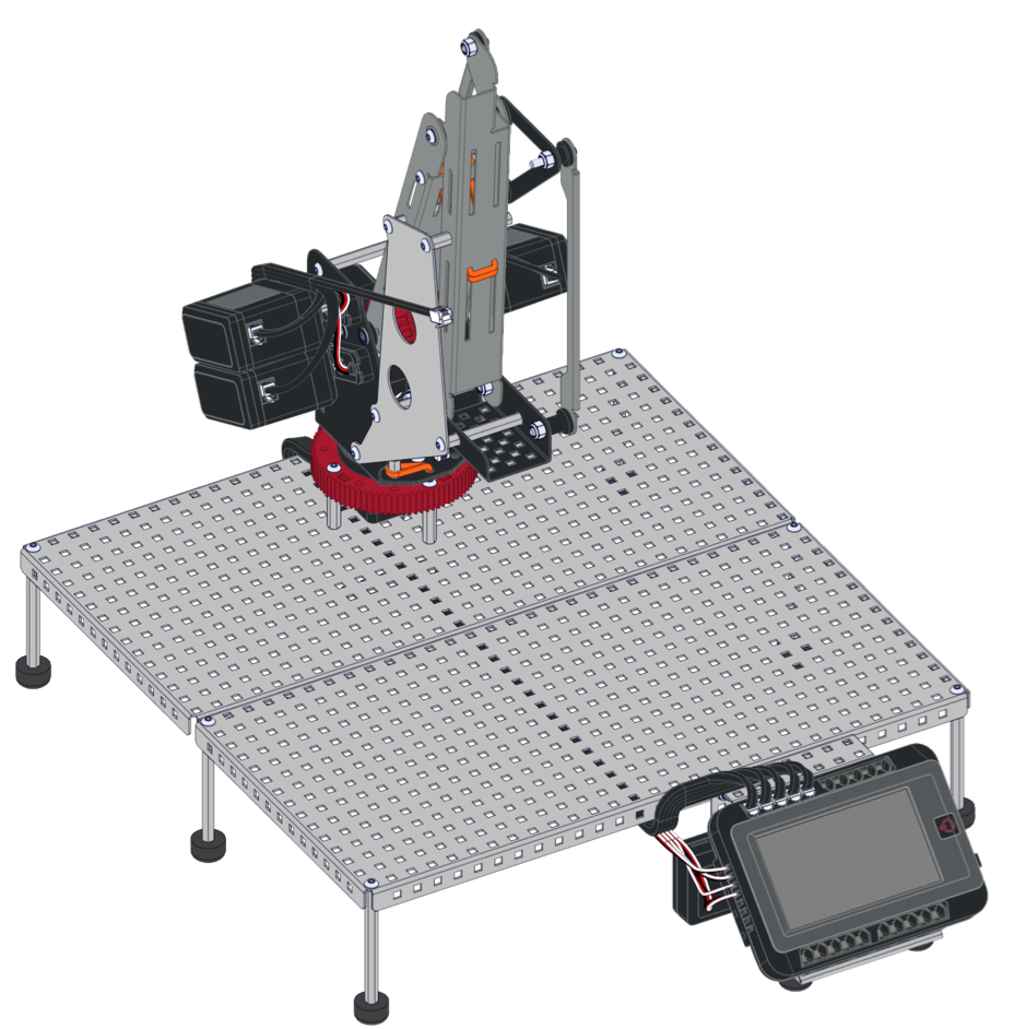 Schermafbeelding van het installatieproces van V5 Workcell, met de belangrijkste componenten en configuraties voor toepassingen in beroeps- en technisch onderwijs (CTE).