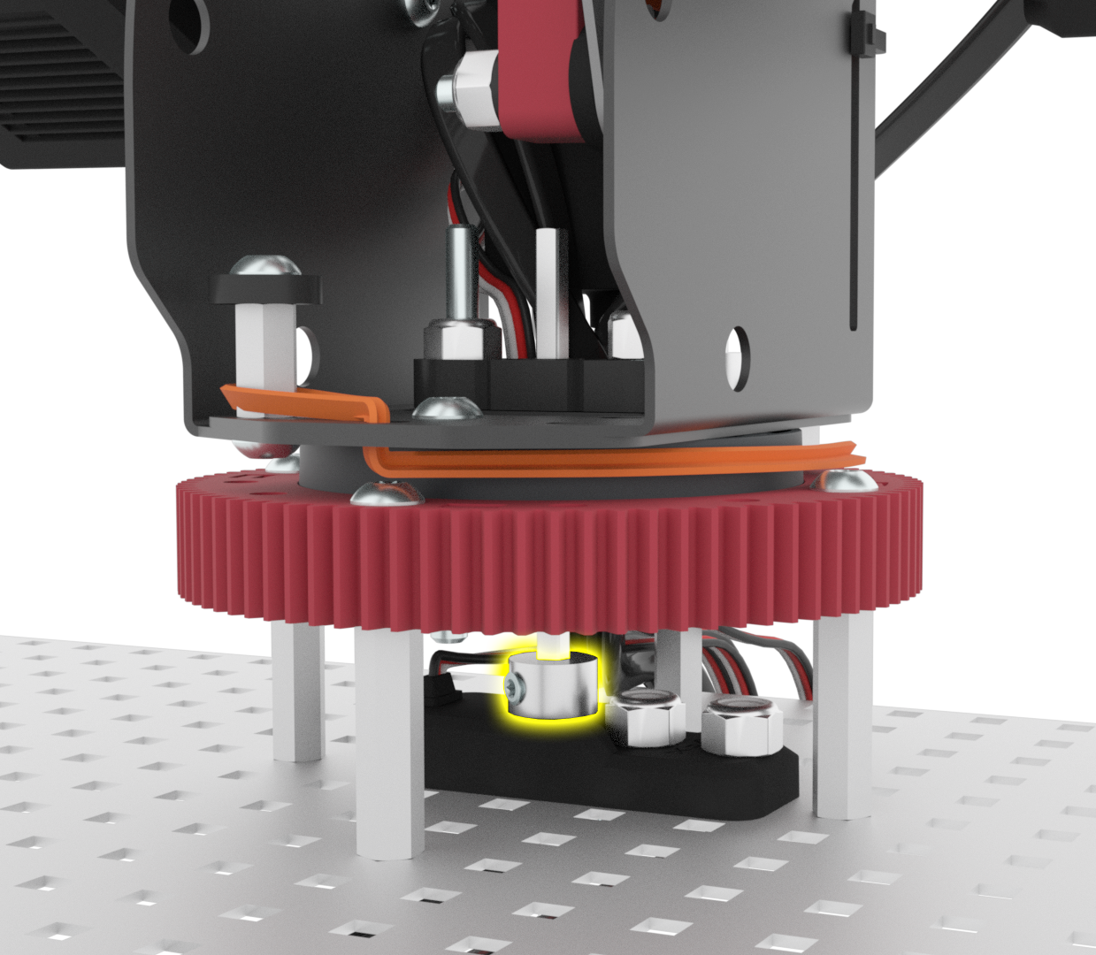 V5 Workcell орнатуындағы Arm Pot құрамдастарын бейнелейтін диаграмма, мансап және техникалық білім беру үшін негізгі бөліктер мен олардың функцияларын бөлектейді.