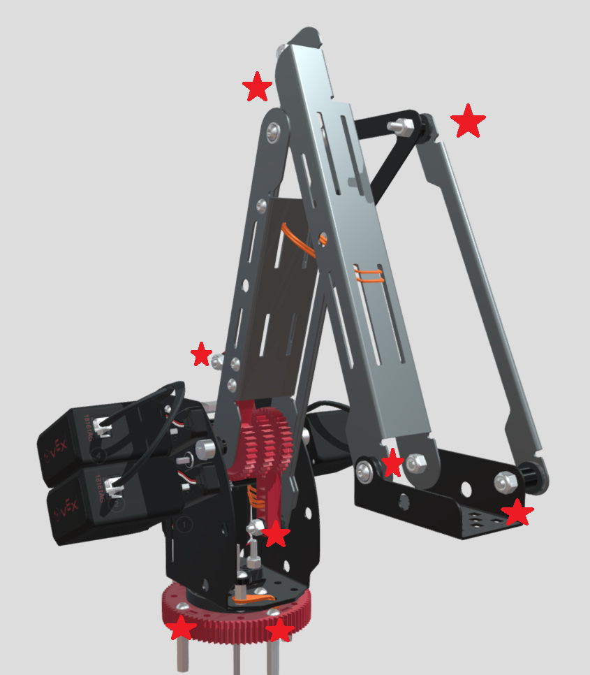 Primer plano de un tornillo demasiado apretado en un conjunto mecánico, que ilustra un problema común en la configuración de la célula de trabajo V5 para aplicaciones de CTE (educación profesional y técnica).