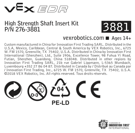 Bild von zwei Paketen des High Strength Shaft Insert Kit für V5 Workcell Storage, das die in der Kategorie CTE (Career and Technical Education) enthaltenen Komponenten zeigt.