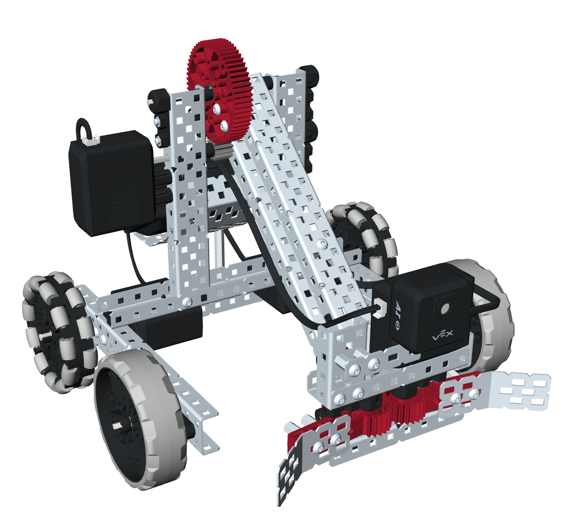 Góc nhìn nghiêng của EXP Clawbot với Cảm biến thị giác AI được gắn ở đầu càng của nó.