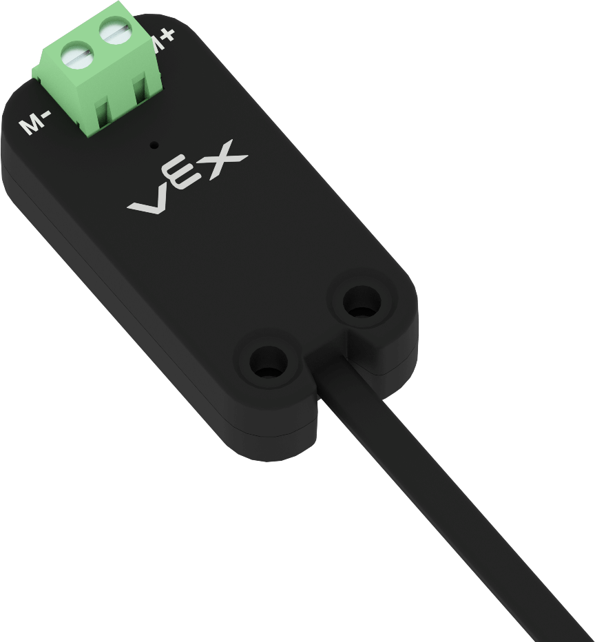 VEX V5 モーターの画像。モーターに関する V5 カテゴリの説明セクションに関連する、配線や取り付けオプションなどの設計と機能を紹介します。