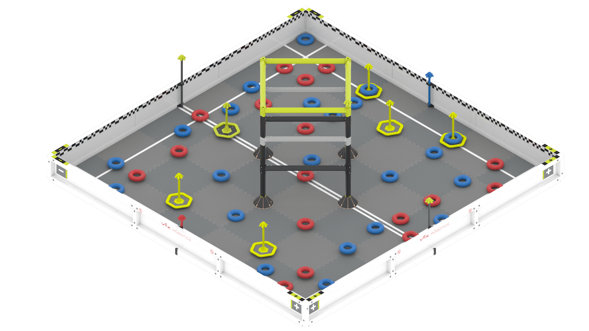 Diagrama, iliustruojanti V5 varžybų robotų komponentus ir savybes, demonstruojanti įvairias dalis ir jų funkcijas konkurencinės robotikos kontekste.