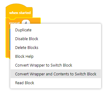 Ảnh chụp màn hình giao diện hướng dẫn VEX IQ Blocks, giới thiệu các khối lập trình và tùy chọn để xây dựng các dự án robot, được thiết kế để hỗ trợ các nhà giáo dục và học sinh tìm hiểu các khái niệm về robot bằng nền tảng VEX IQ.