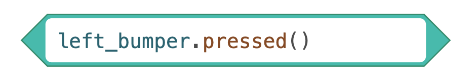 Cambiar bloque booleano. El código Python dice left_bumper.pressed().