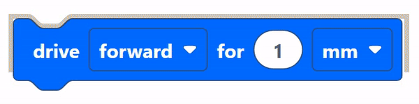 É seleccionado um bloco Drive For e um cursor percorre cada um dos seus parâmetros utilizando a navegação pelo teclado até chegar ao campo de texto.
