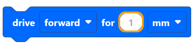 Ein Drive For-Block ist ausgewählt und der Cursor markiert sein Textfeld.