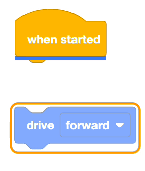 Captura de tela da interface de programação de blocos do VEXcode IQ, mostrando vários blocos de programação e opções para os usuários criarem e controlarem robôs VEX IQ, relevantes para a seção Tutoriais de blocos na base de conhecimento do VEX IQ.