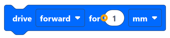 Er is een Drive For-blok geselecteerd en de cursor staat links van het tekstveld.