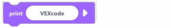 Bir imleç bir Yazdırma bloğunun parametrelerini seçiyor ve ardından sağdaki genişletme seçeneğini seçtiğinde kayboluyor. Enter tuşuna basıldığında blok, 'Ve imleci bir sonraki satıra getir' metnini içeren genişletilmiş bir versiyona dönüşür.