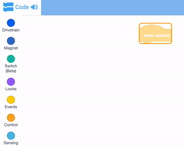 لقطة شاشة لواجهة البرنامج التعليمي VEXcode IQ Blocks، والتي تعرض كتل البرمجة لبناء والتحكم في روبوتات VEX IQ، والتي تستهدف المستخدمين التعليميين والمبتدئين في مجال الروبوتات.
