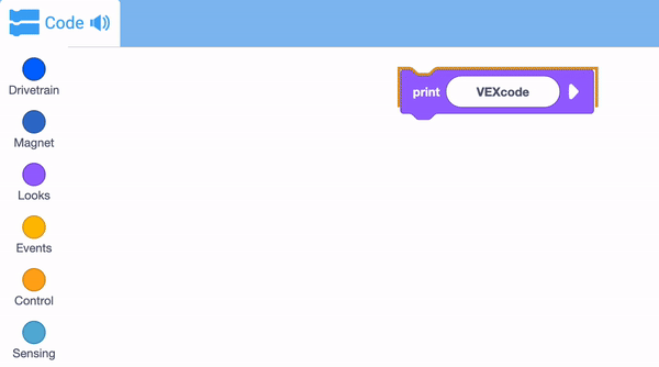 Screenshot dell'interfaccia del tutorial VEX IQ Blocks, che mostra blocchi di programmazione e opzioni per costruire e controllare robot VEX IQ, progettati per scopi didattici e per gli appassionati di robotica principianti.