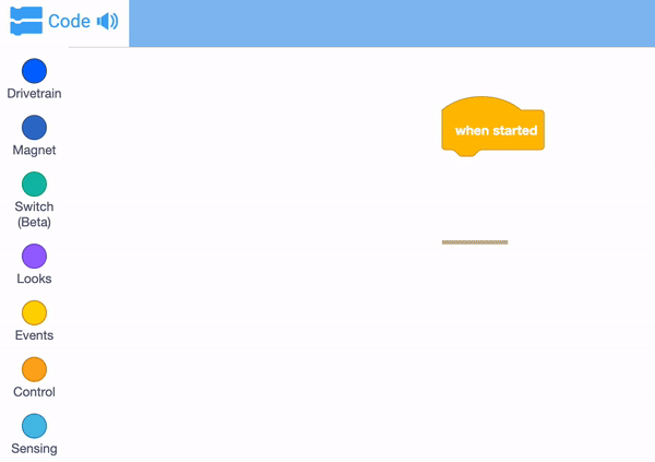 Diagrama ilustrando a interface de programação do VEX IQ Blocks, mostrando vários blocos de programação e suas funcionalidades para projetos de robótica educacional.