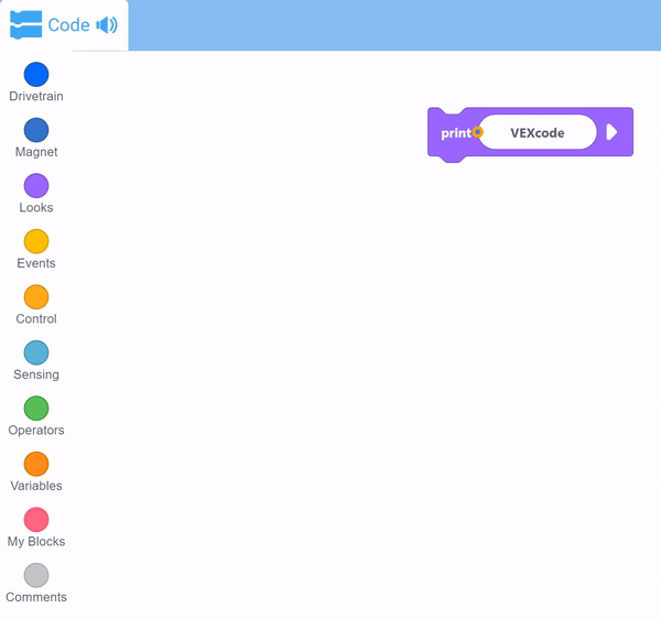 Zrzut ekranu interfejsu samouczków VEX IQ Blocks, prezentującego bloki programistyczne do projektów edukacyjnych z zakresu robotyki, opracowane z myślą o pomocy początkującym w nauce VEXcode IQ i rozwijaniu umiejętności z zakresu robotyki.