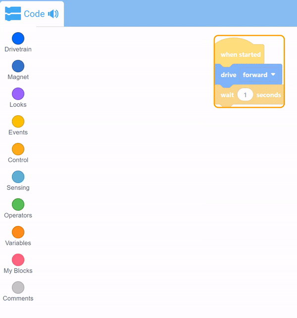 Ảnh chụp màn hình giao diện hướng dẫn VEX IQ Blocks, giới thiệu các khối lập trình và tùy chọn để xây dựng và điều khiển robot VEX IQ, được thiết kế cho mục đích giáo dục và những người mới bắt đầu đam mê robot.