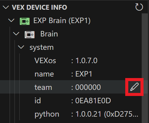 El cursor se desplaza sobre la opción Equipo dentro de la carpeta Sistema, y hay un ícono de Lápiz al lado que está resaltado.