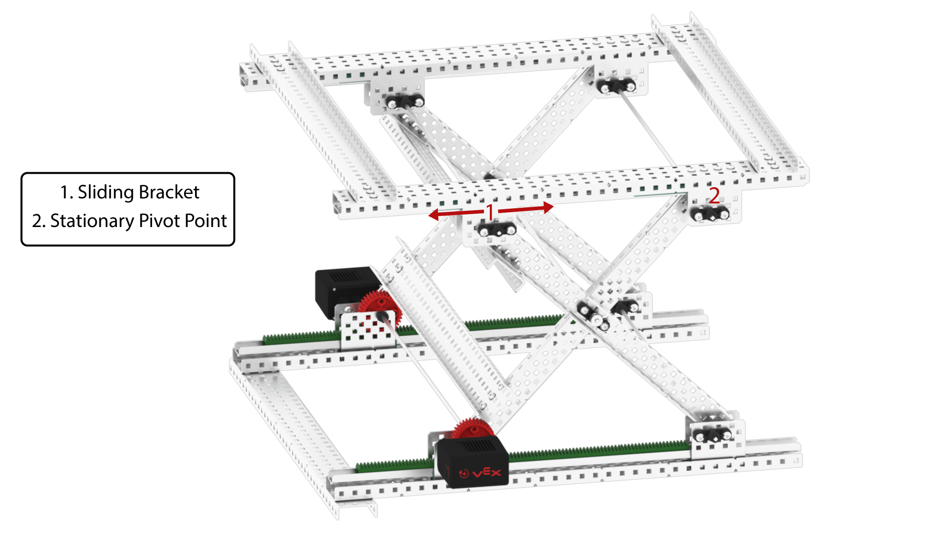 Diagramma, kurā parādīti V5 robotikas komponentu montāžas padomi, marķētās daļas un montāžas darbības, lai palīdzētu lietotājiem efektīvi izveidot V5 sistēmas.