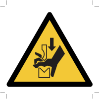 Warnschild, das auf ein Sicherheitsrisiko im Zusammenhang mit V5-Montagetipps hinweist. Es besteht aus einem gelben Dreieck mit einem Ausrufezeichen und betont die Wichtigkeit von Sicherheitsvorkehrungen während der Montage.