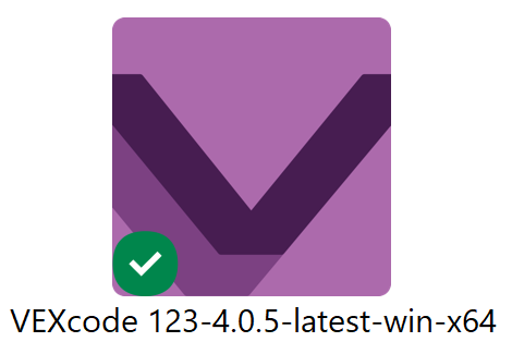 „VEXcode 123 Installer“ piktograma, kaip parodyta atsisiuntus ją „Windows“.