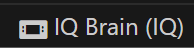 Device Picker icon is highlighted on the VS Code toolbar. In this example it shows a Brain icon and it reads IQ Brain(IQ).