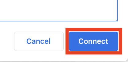 Die Schaltfläche „Verbinden“ im Verbindungsfenster des Browsers wird hellblau angezeigt und zeigt damit an, dass ein Controller ausgewählt wurde. Um die Schaltfläche herum befindet sich ein rotes Kästchen.