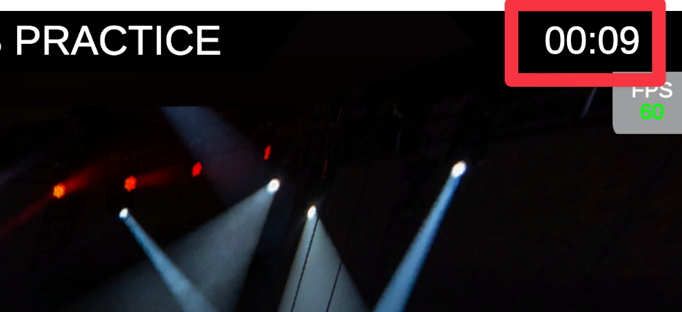 駕駛技巧練習視窗右上角的特寫視圖顯示了比賽的剩餘時間。 時間顯示為 9 秒。
