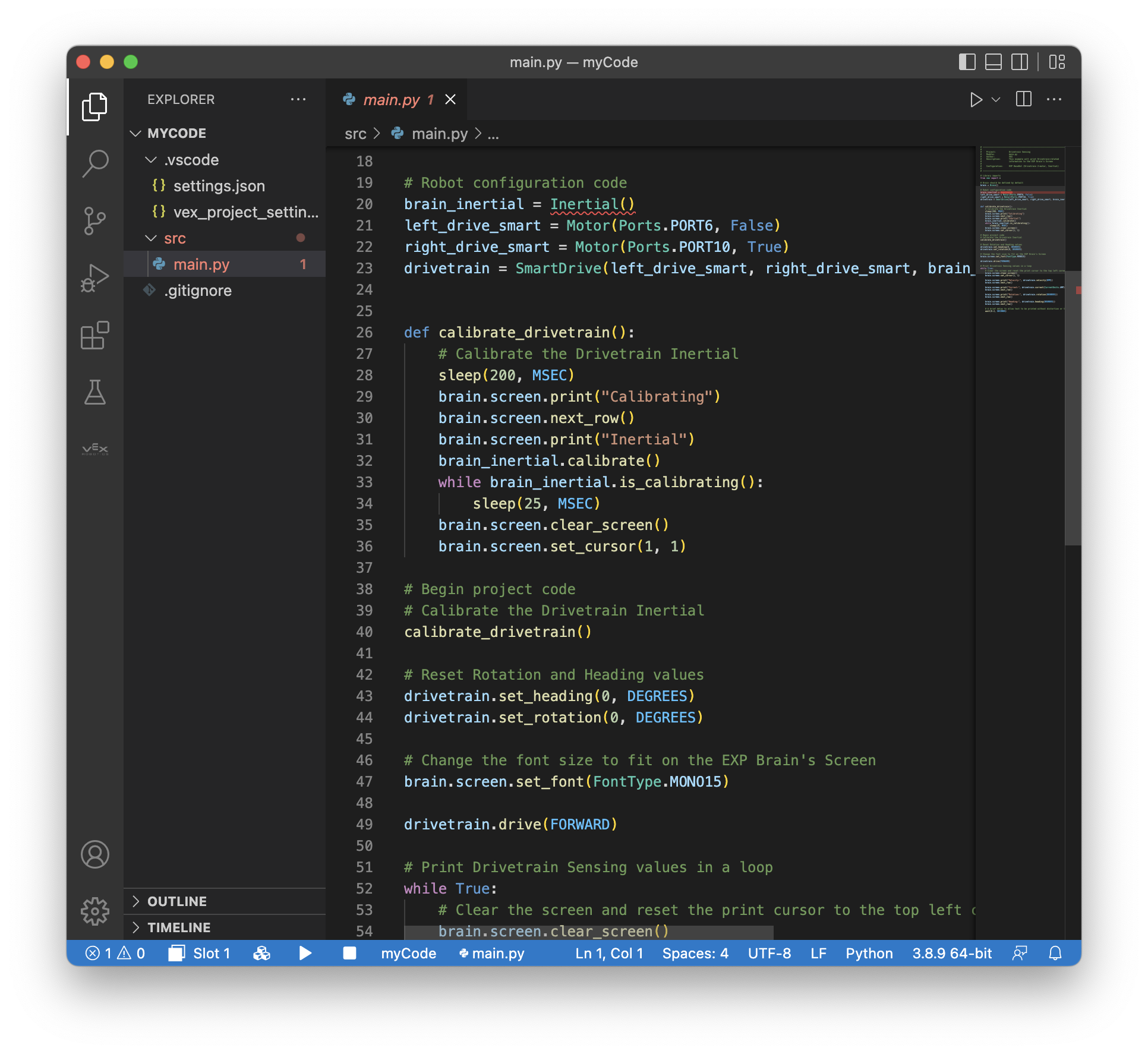 Extensión de código VEXcode Visual Studio
