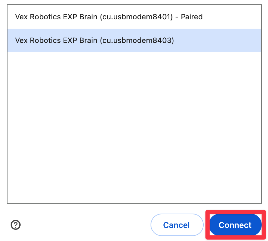 macOS vai Chromebook pārlūkprogrammas savienojuma logs, kurā ir atlasīts vienums ar ID numuru 8403. Zemāk ir iezīmēta poga “Savienot”.