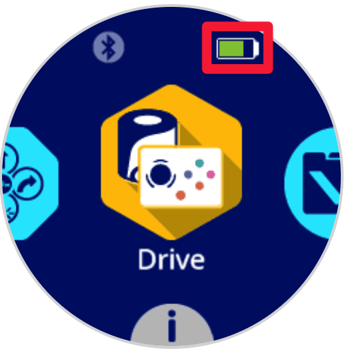 AIM Robot screen with the green battery icon in the upper right hand corner highlighted.