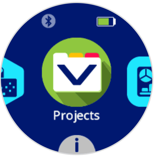 The AIM Robot's screen with the Projects icon in the center.