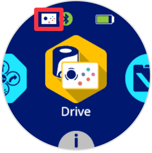 The AIM Robot's screen with the Controller icon showing in the upper left corner, indicating a connected One Stick Controller.