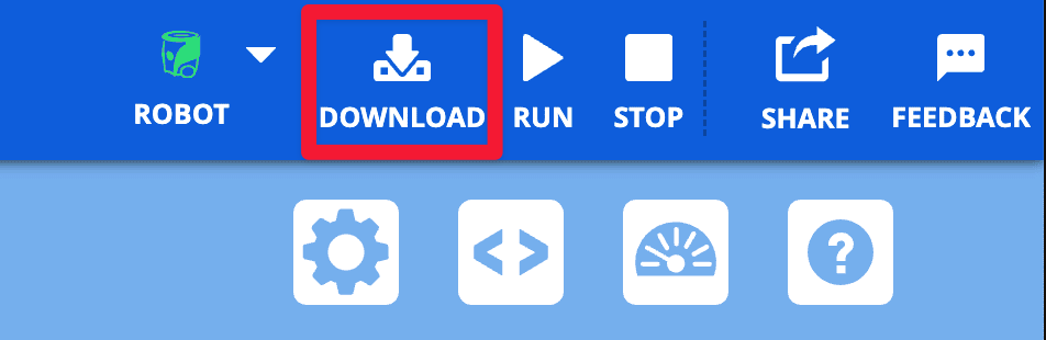 The same image of the upper right corner with the Download button highlighted, to the right of the green Robot icon.