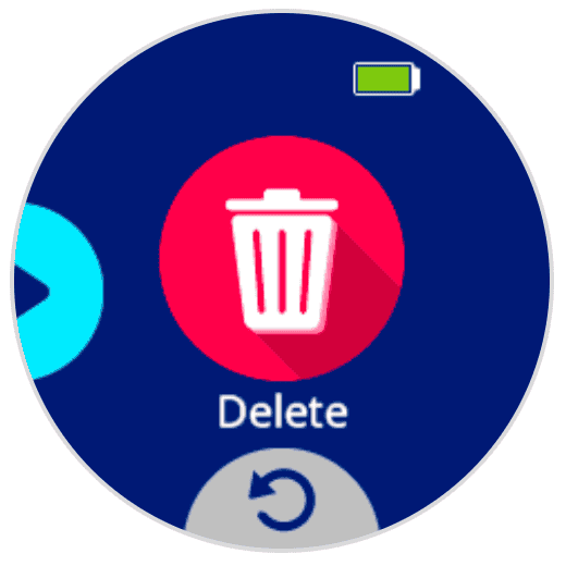 APUNTA A la pantalla con el icono de un cubo de basura en el centro que dice Eliminar debajo.