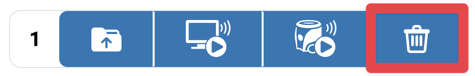 De knop helemaal rechts toont een prullenbakpictogram en is gemarkeerd.